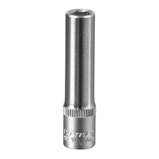 Sealey WallDrive Socket 7mm Deep 1/4" Square Drive Chrome Vanadium Steel S1407D