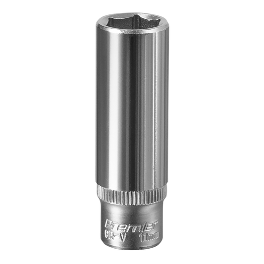 Sealey WallDrive Socket 11mm Deep 1/4" Square Drive Chrome Vanadium Steel S1411D