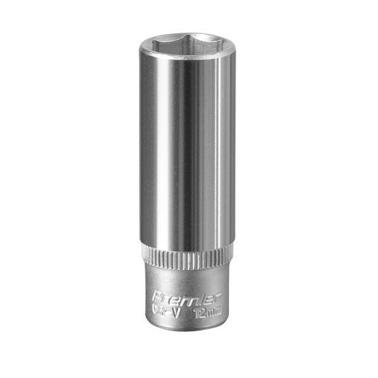 Sealey WallDrive Socket 12mm Deep 1/4" Square Drive Chrome Vanadium Steel S1412D