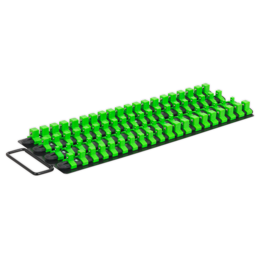 Sealey Socket Rail Tray Hi Vis Green 1/4" 3/8" 1/2" Square Drive AK27051HV
