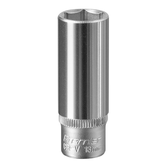 Sealey WallDrive Socket 13mm Deep 1/4" Square Drive Chrome Vanadium Steel S1413D