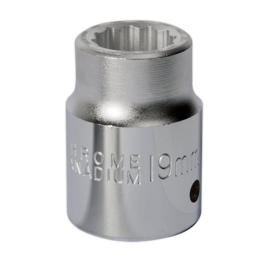 Sealey WallDrive Socket 19mm 3/4" Square Drive Chrome Vanadium Steel S34/19