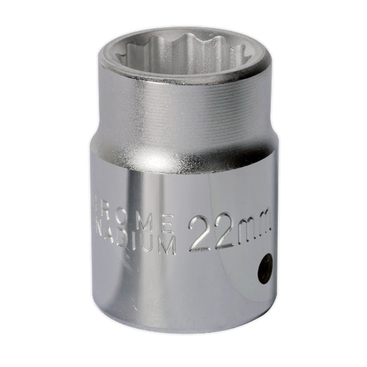 Sealey WallDrive Socket Tool 22mm 3/4" Square Drive Chrome Vanadium Steel S34/22