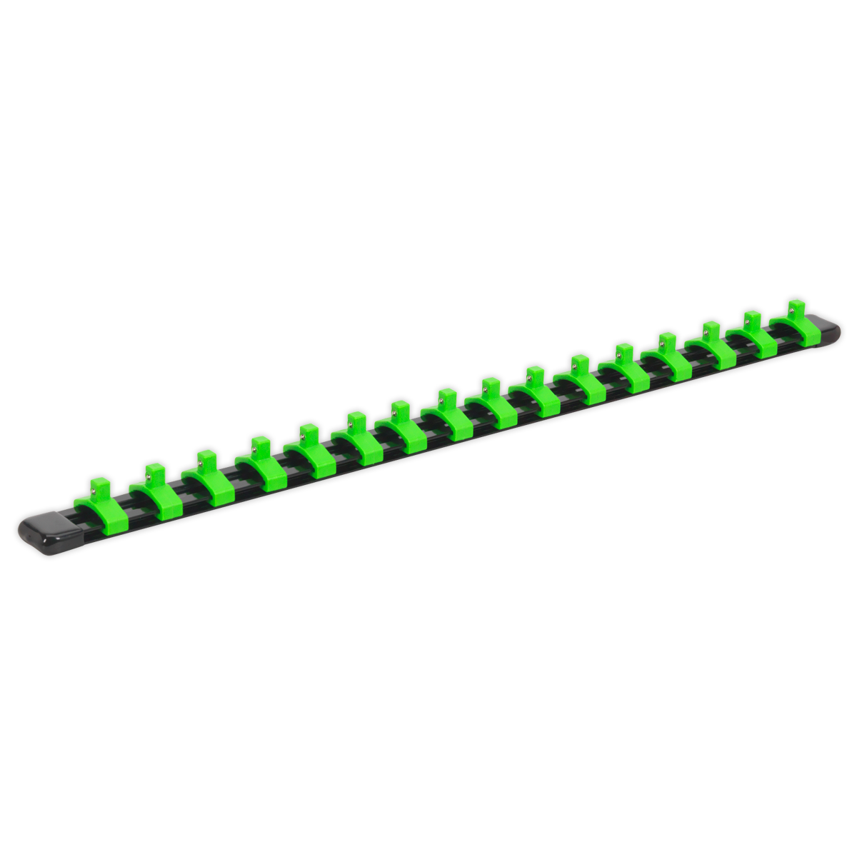Sealey Socket Retaining Rail With 16 Clips 1/4" Square Drive Green AK27052HV