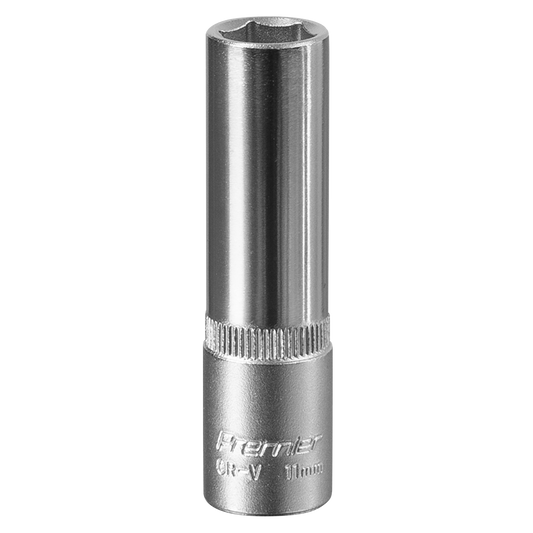 Sealey WallDrive Socket 11mm Deep 3/8" Square Drive Chrome Vanadium Steel S3811D