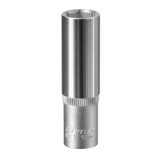 Sealey WallDrive Socket 13mm Deep 3/8" Square Drive Chrome Vanadium Steel S3813D