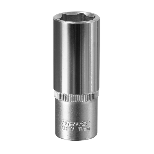 Sealey WallDrive Socket 17mm Deep 3/8" Square Drive Chrome Vanadium Steel S3817D