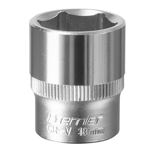 Sealey WallDrive Socket Tool 18mm 3/8" Square Drive Chrome Vanadium Steel S3818