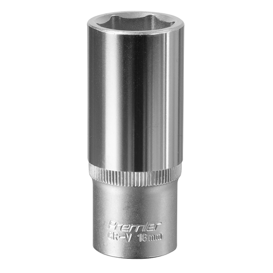 Sealey WallDrive Socket 18mm Deep 3/8" Square Drive Chrome Vanadium Steel S3818D