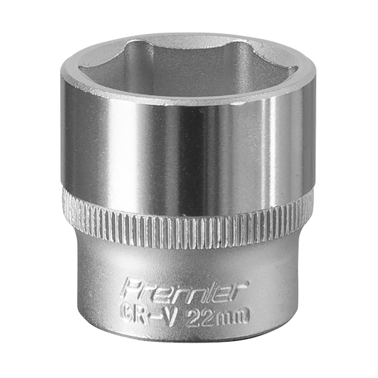 Sealey WallDrive Socket Tool 22mm 3/8" Square Drive Chrome Vanadium Steel S3822