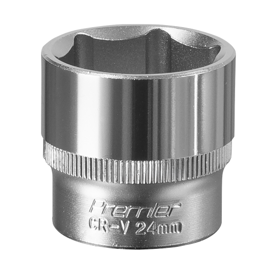 Sealey WallDrive Socket 24mm 3/8" Square Drive Chrome Vanadium Steel S3824