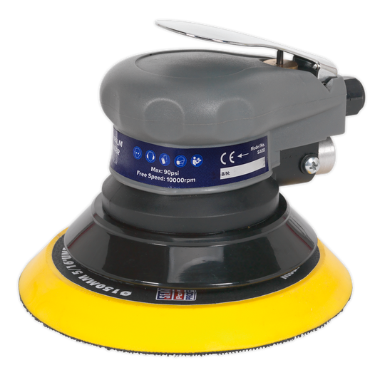Sealey Air Palm Orbital Sander With Soft Rubber Handgrip 150mm 10000RPM SA08
