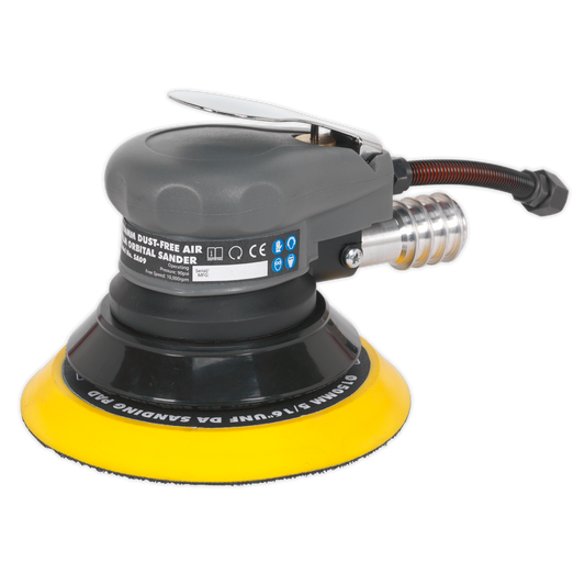 Sealey Ø150mm Dust-Free Air Palm Orbital Sander With Soft Rubber Handgrip SA09