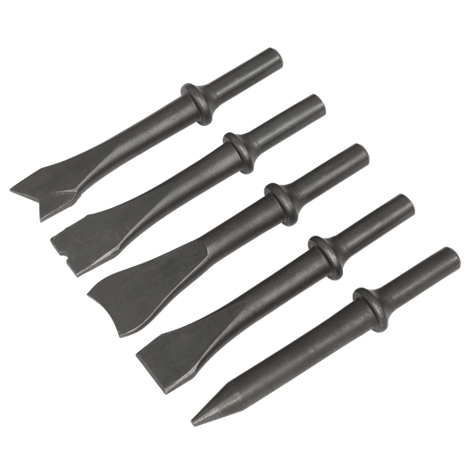 Sealey Air Hammer Chisel Set 5pc 120mm .401" Shank Heavy Duty Chiselling SA12C