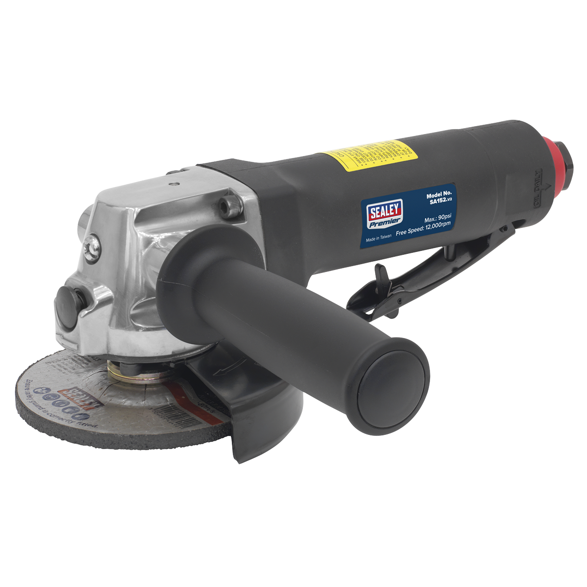 Sealey Ø100mm Air Angle Grinder Composite Body With Side Handle & Spanner SA152