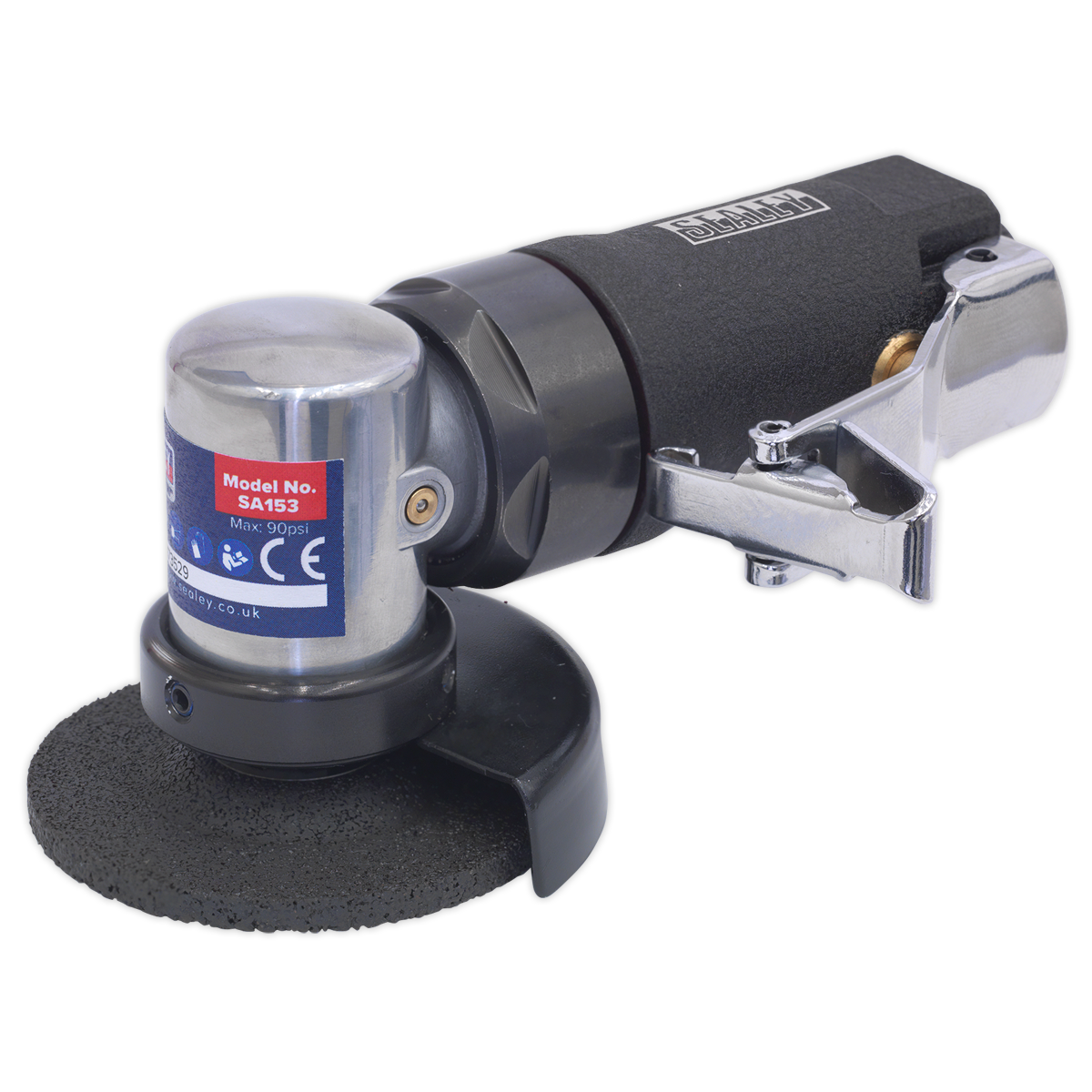 Sealey 58mm Air Mini Angle Grinder Rear Exhaust With Baffle Lightweight SA153
