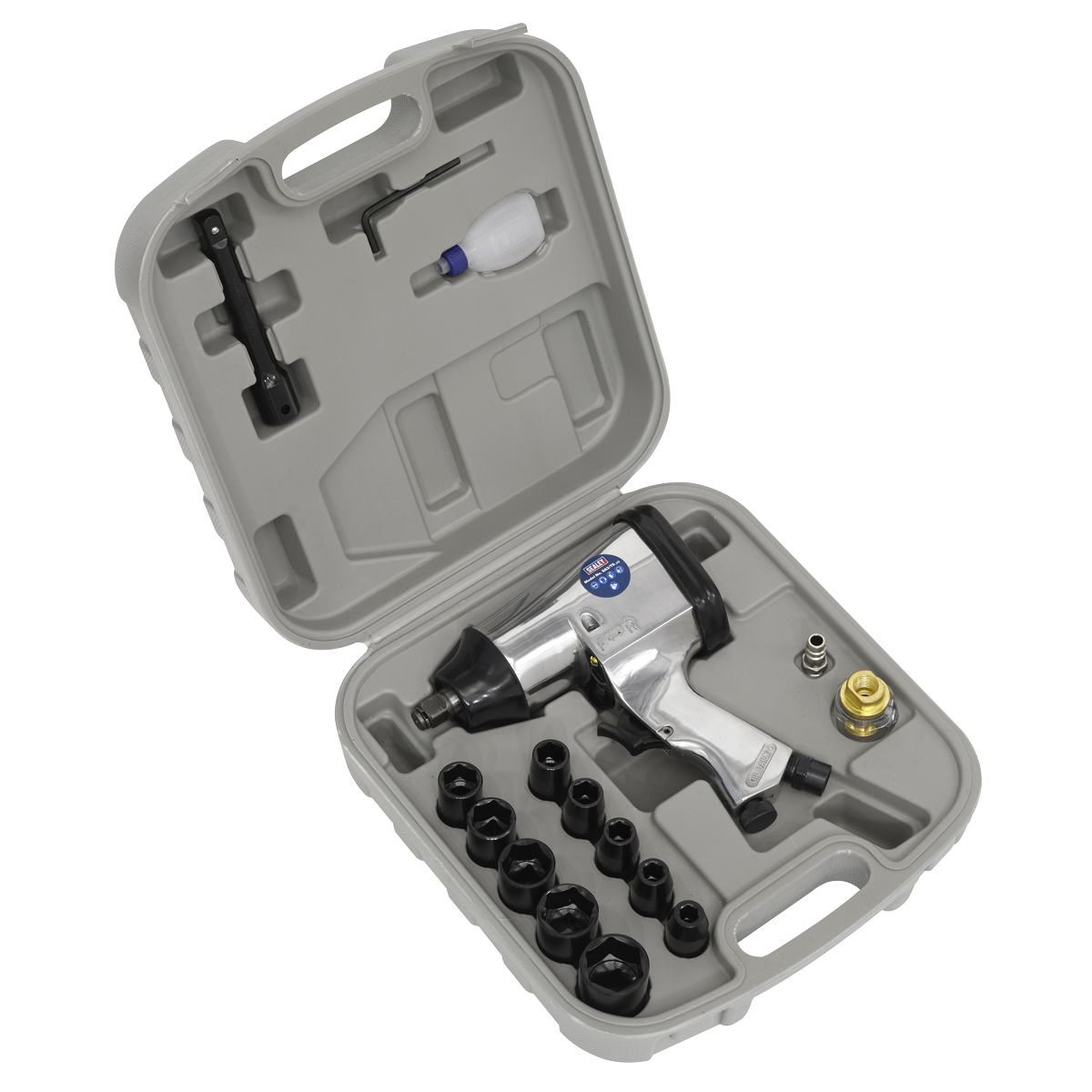 Sealey Air Impact Wrench Kit With Sockets 1/2" Square Drive 7000 RPM SA2/TS