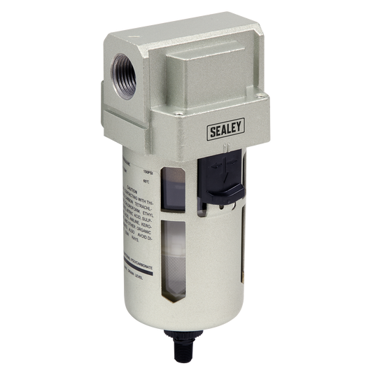 Sealey Air Filter Auto Drain Max Airflow 140cfm With Metal Bowl Cage SA206FAD
