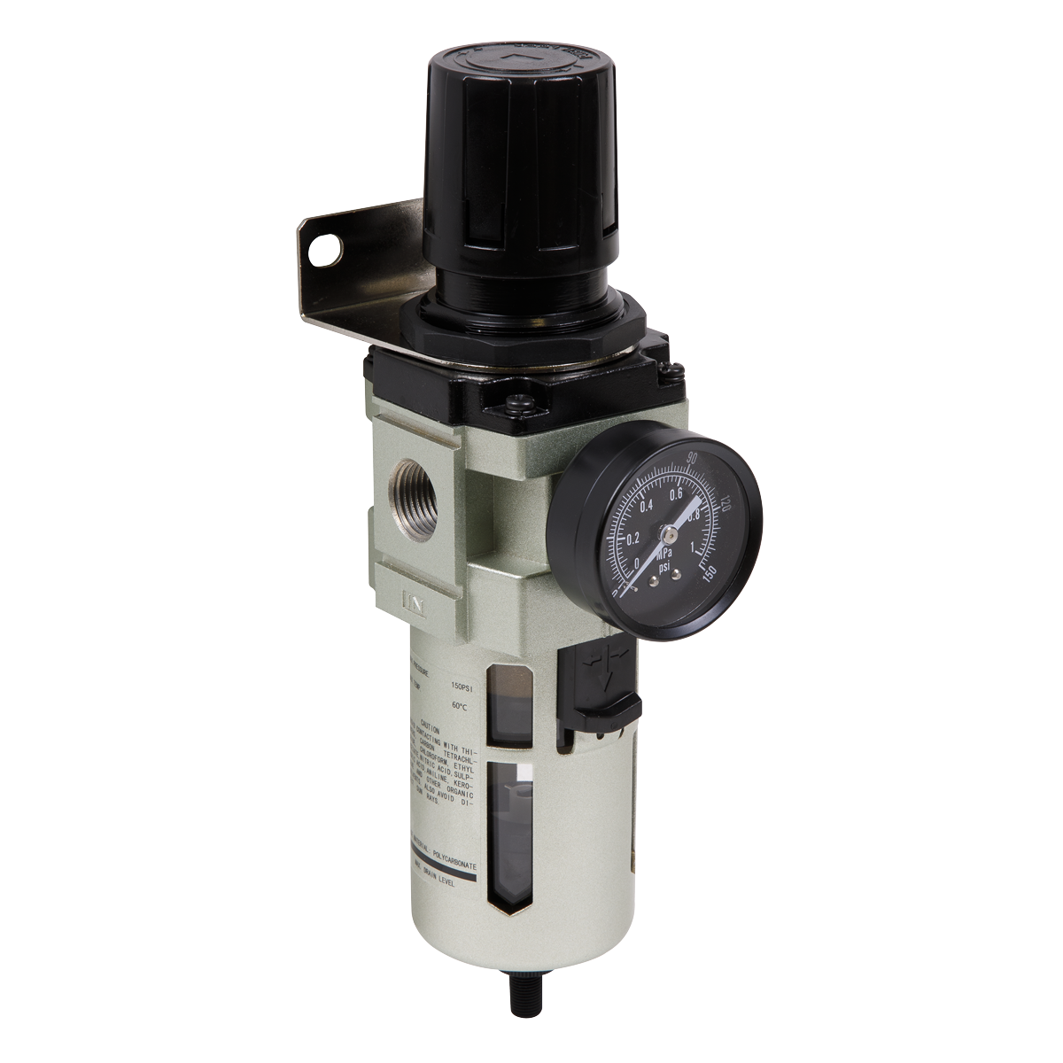Sealey Air Filter/Regulator Auto Drain Max Airflow 140cfm Wall Bracket SA206FRAD