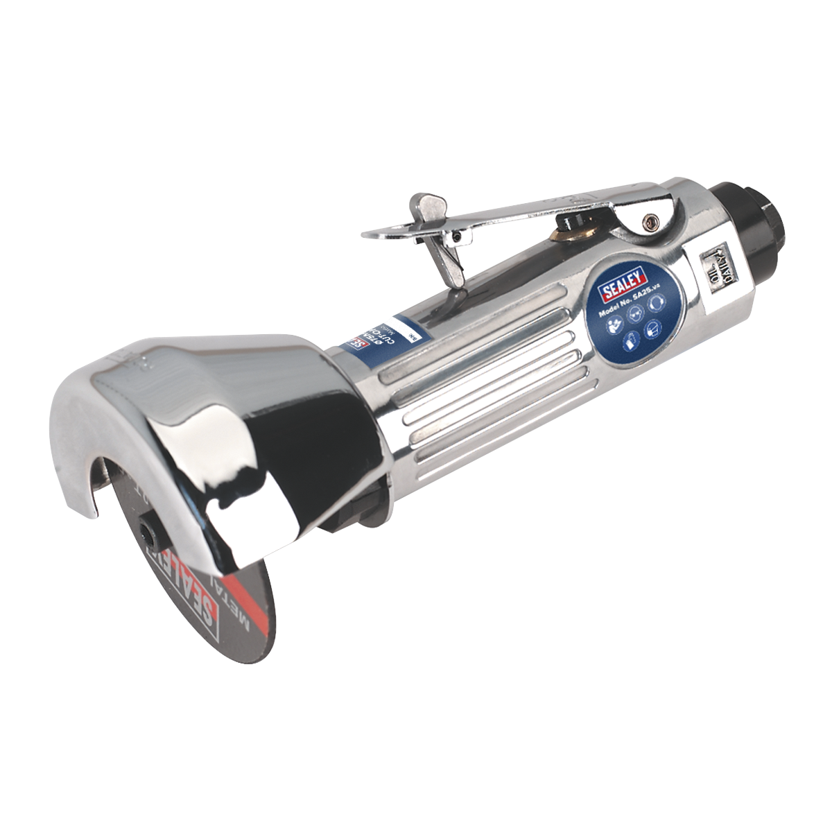 Sealey Air Rotary Cut-Off Tool With Metal Safety Guard Ø75mm Silver SA25