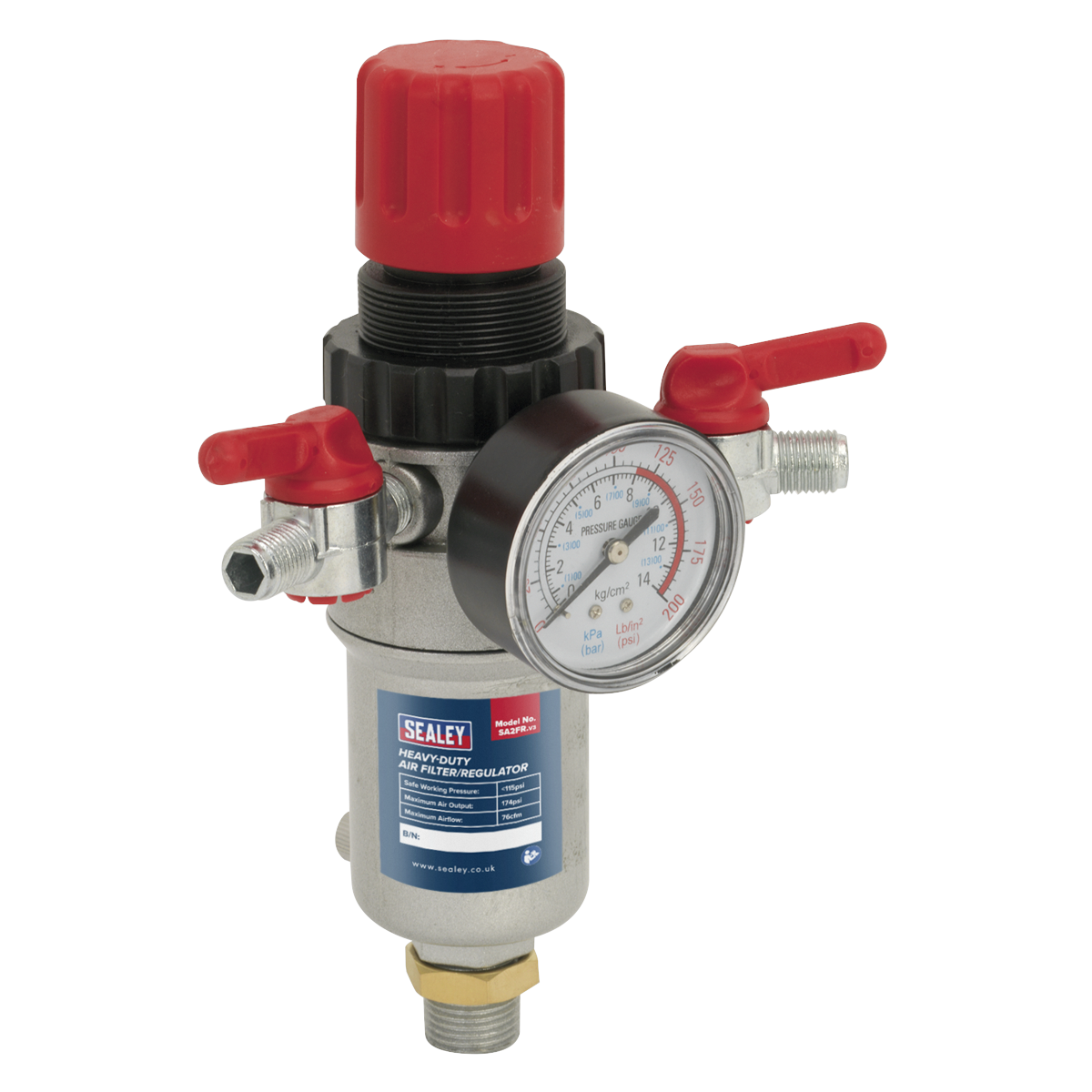 Sealey Air Filter/Regulator With Integral Filter and Water Trap Heavy Duty SA2FR