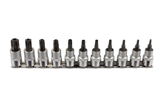 LASER 6068 11Pcs Screwdriver Tamperproof Star Torx Bit Set 3/8" Drive CRV Steel