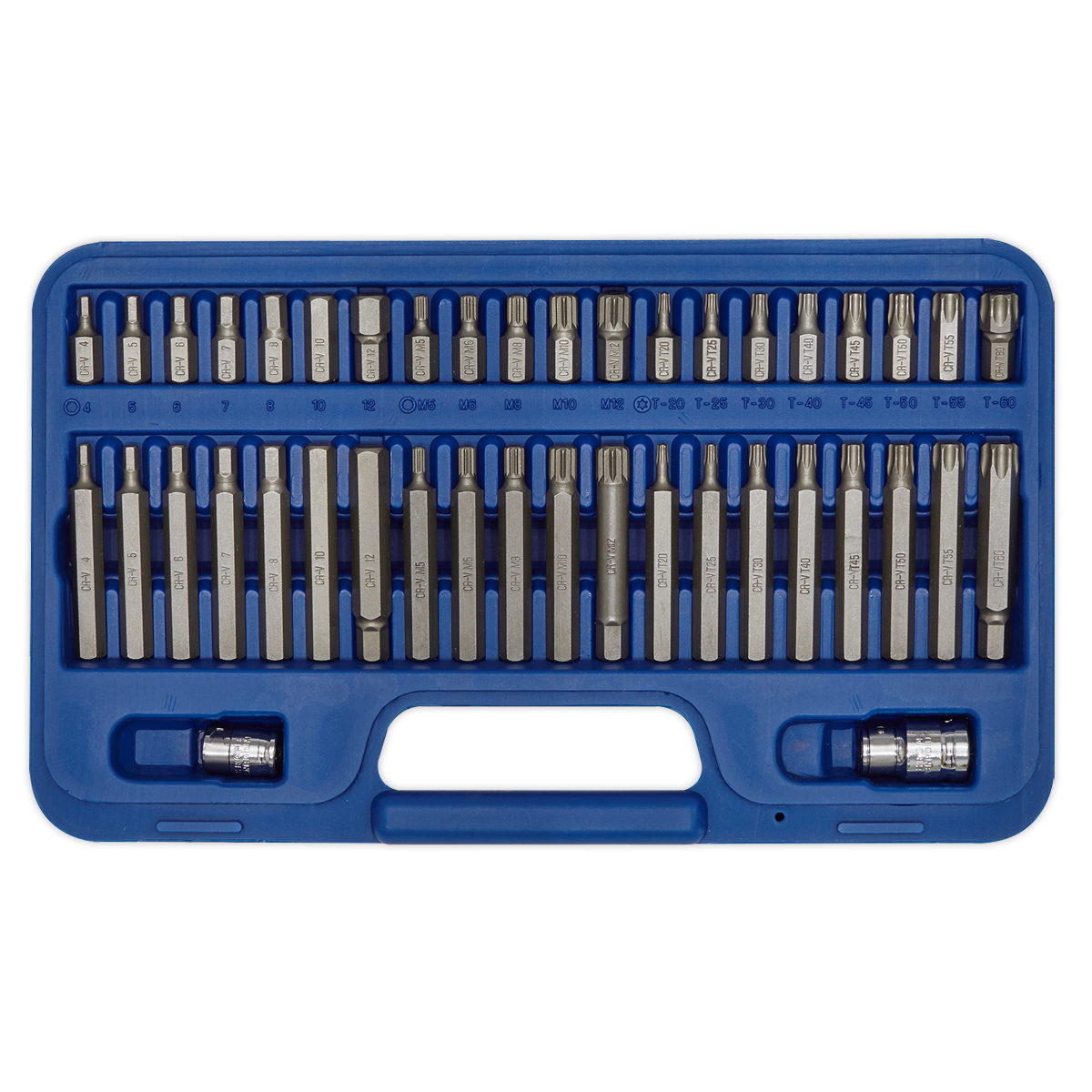 Sealey TRX-Star/Spline/Hex Bit Set 42 Pieces 3/8" 1/2" Square Drive AK219