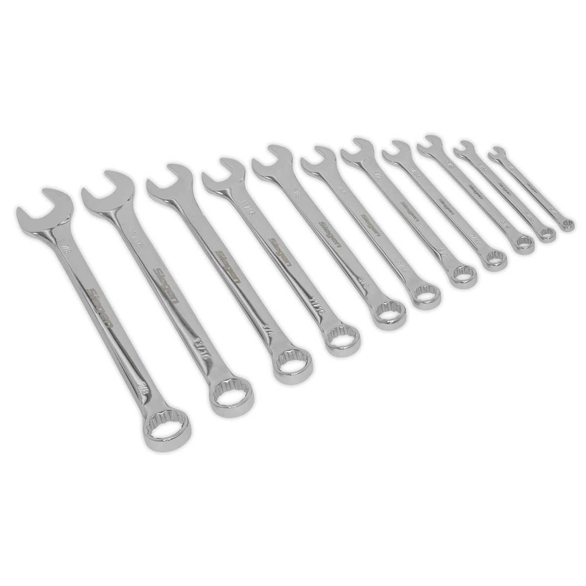 Sealey Combination Spanner Set 11 Pcs Imperial Open End 12-Point WallDrive S0857