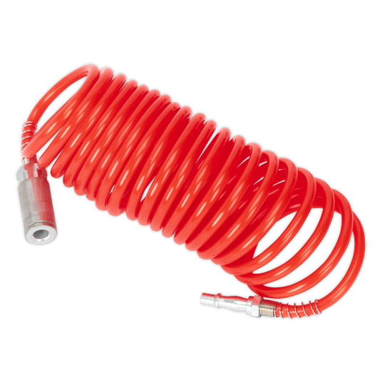 Sealey Coiled Air Hose 5 Metres Ø5mm With Quick Couplings Polyethylene SA305