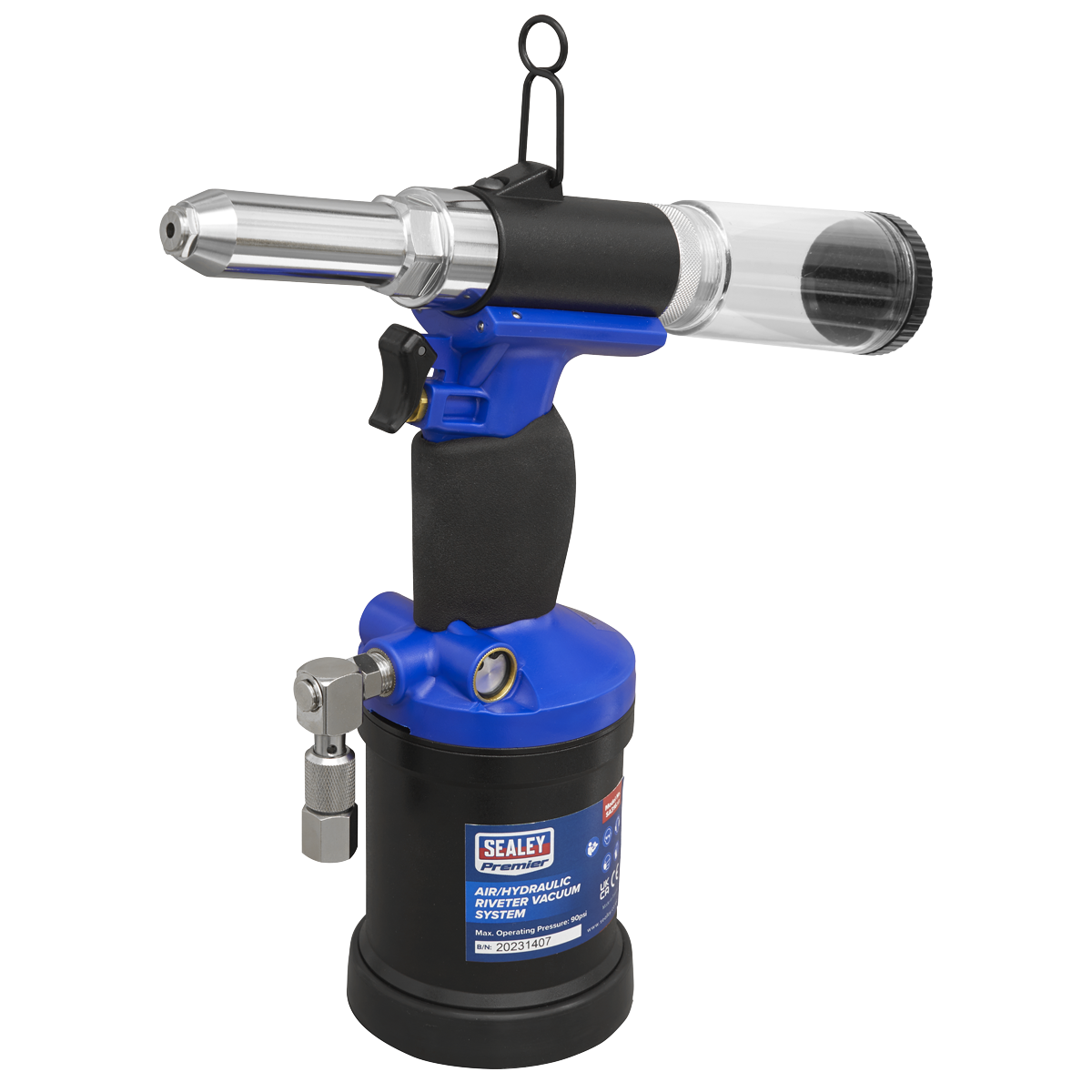Sealey Air Hydraulic Riveter Heavy Duty Vacuum System Trigger Operated SA316