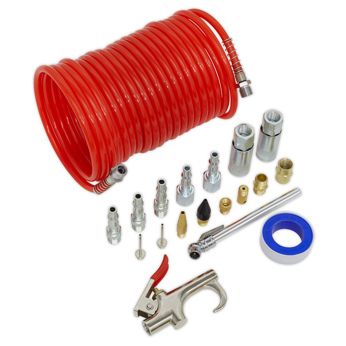 Sealey Air Blow Gun Kit With Jet and Safety Nozzle 1/4" BSP 19 Pieces SA320K