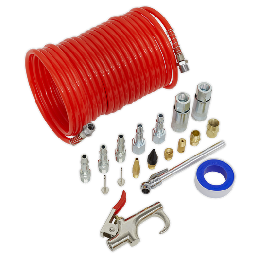 Sealey Air Blow Gun Kit With Jet and Safety Nozzle 1/4" BSP 19 Pieces SA320K