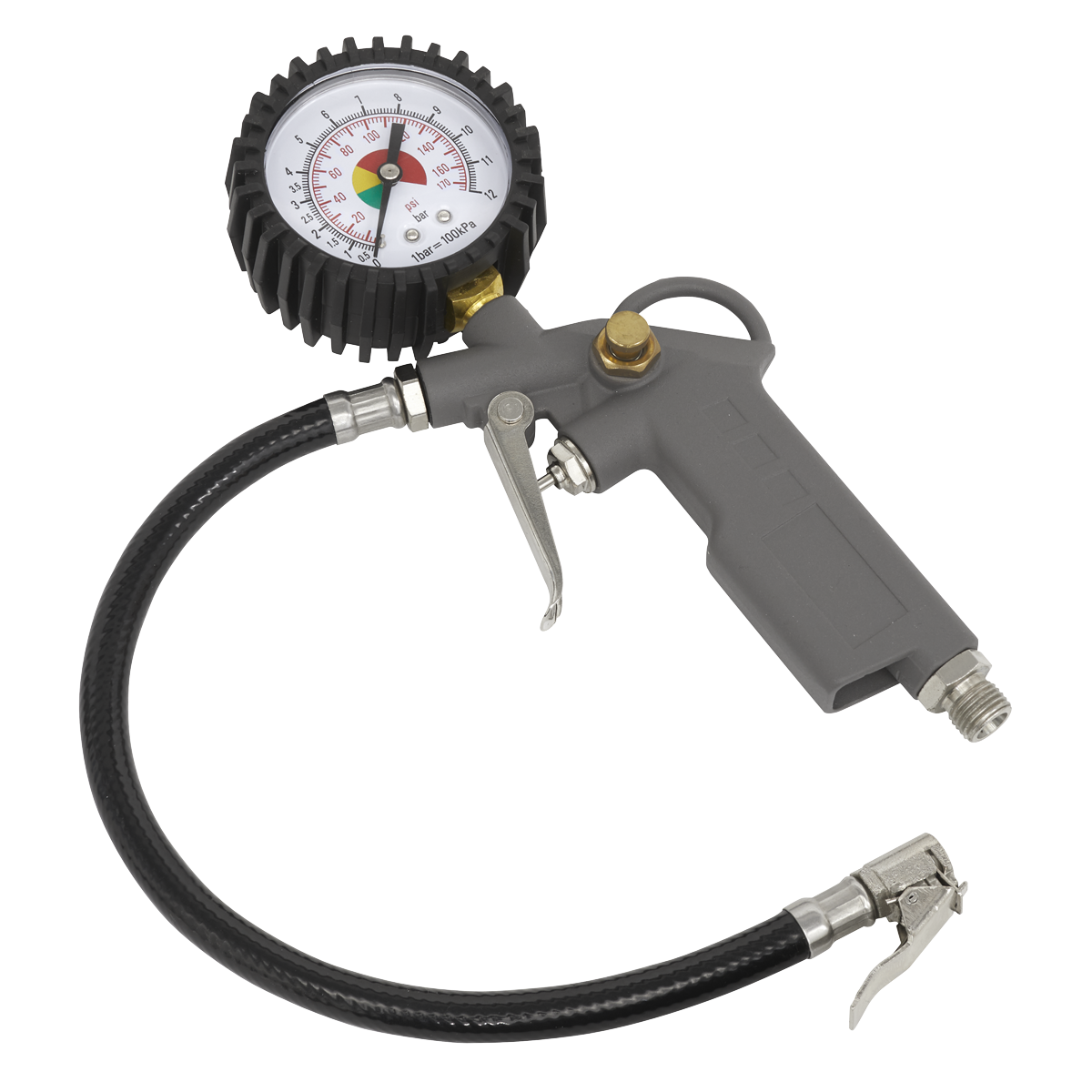 Sealey Tyre Inflator With Dial Type Gauge & Rubber Protector 0-12 Bar SA332