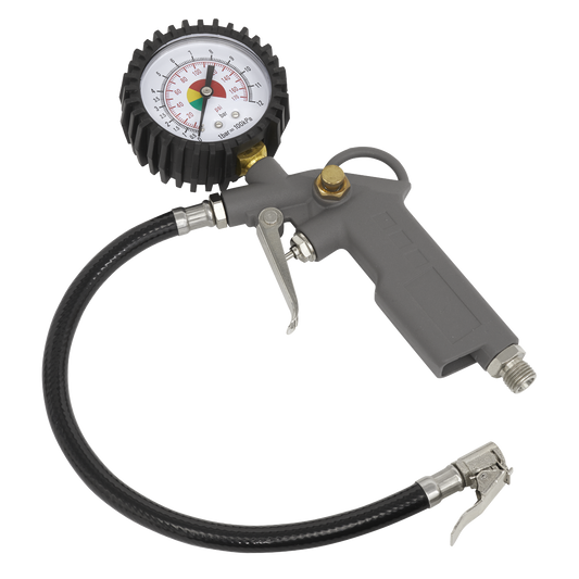 Sealey Tyre Inflator With Dial Type Gauge & Rubber Protector 0-12 Bar SA332