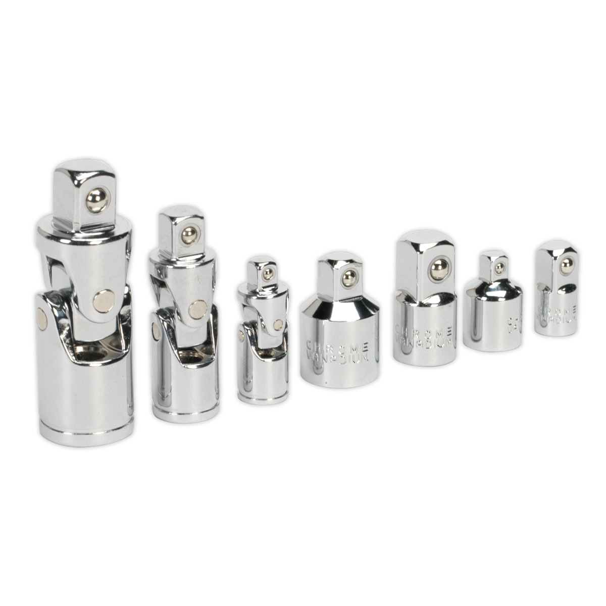 Sealey Universal Joint Socket Adaptor Set 7pc 1/4" 3/8" 1/2" Square Drive AK2737
