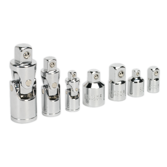 Sealey Universal Joint Socket Adaptor Set 7pc 1/4" 3/8" 1/2" Square Drive AK2737