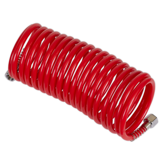 Sealey 5m x Ø5mm PE Coiled Air Hose With 1/4" BSP Unions Polyethylene SA335