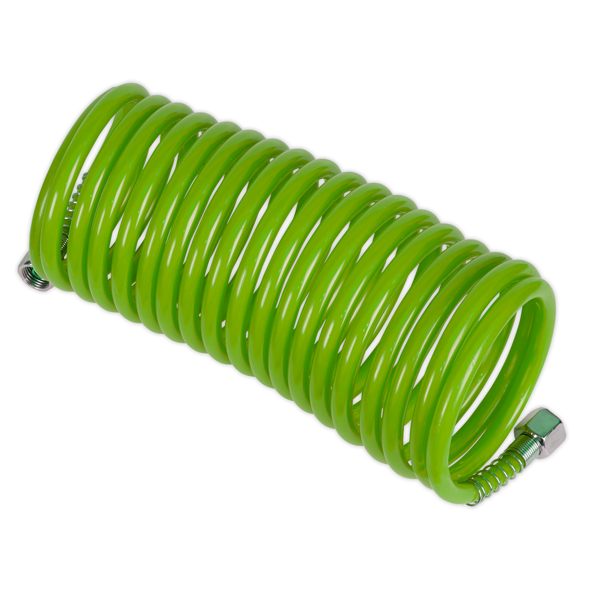 Sealey PE Coiled Air Hose 5m x Ø5mm With 1/4" BSP Unions - Green SA335G