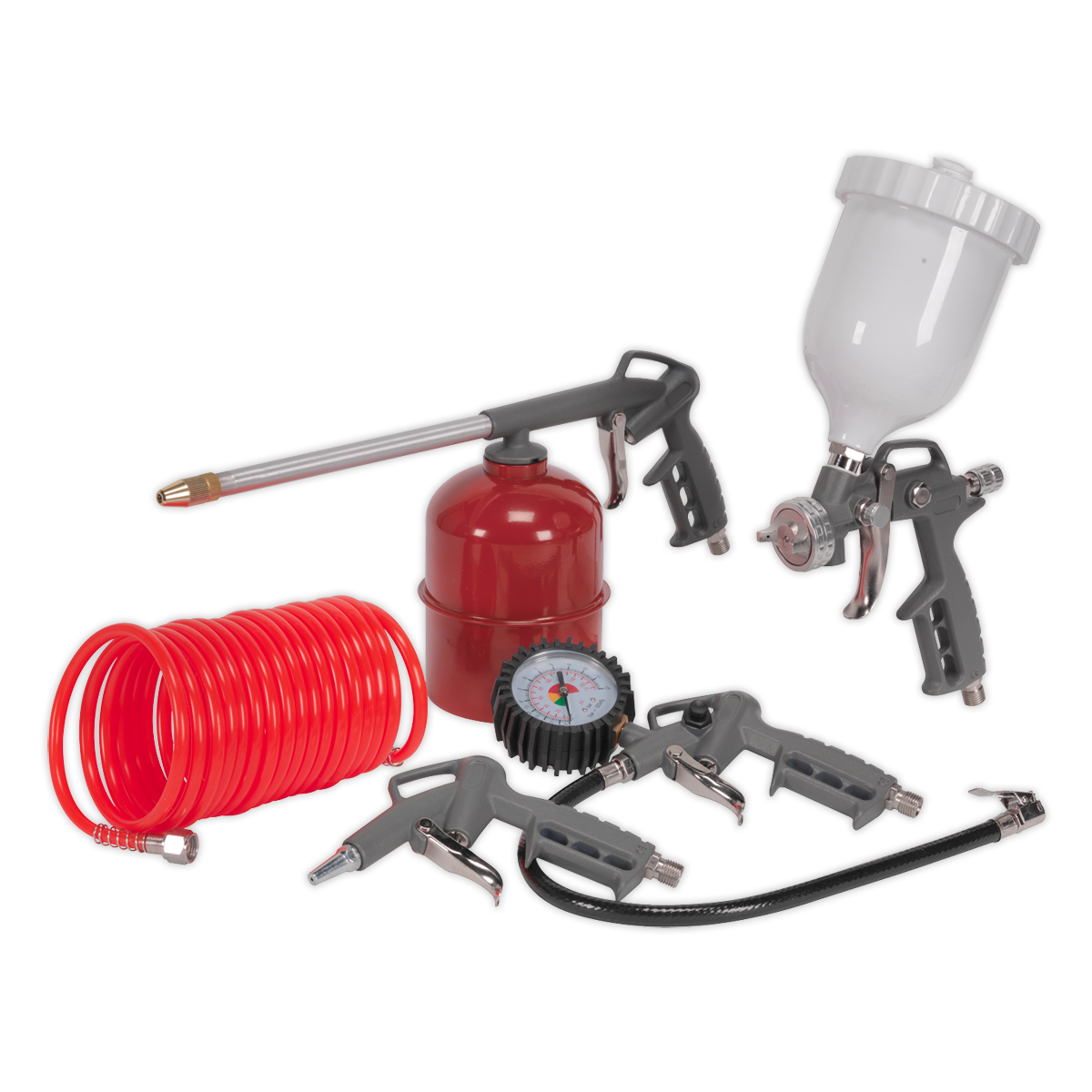 Sealey Air Accessory Kit Fitted With 1/4" BSP Threaded Unions Kit 5 Pieces SA33G