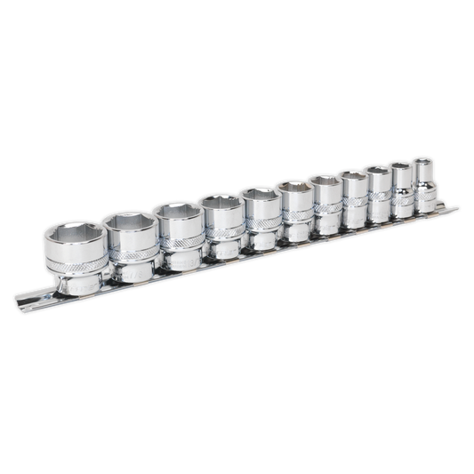 Sealey Socket Set 11 Pieces 3/8" Square Drive Lock-On 6 Point Imperial AK2740