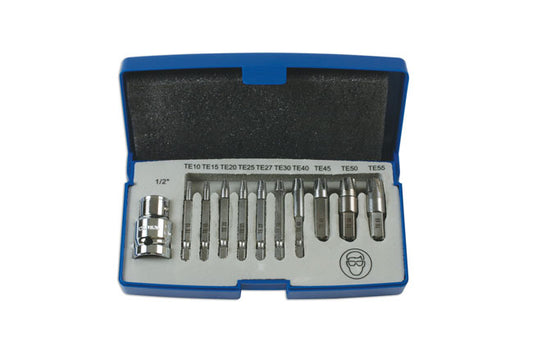 LASER 6080 Torx Extractor Set 11pc Carbon Manganese Silicon Steel 1/2" Drive