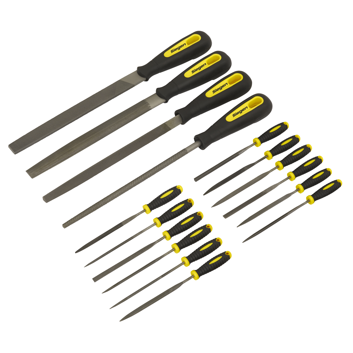 Sealey File Set 16 Pcs Engineers Coarse Needle Set Soft Grip + Carry Case S05781
