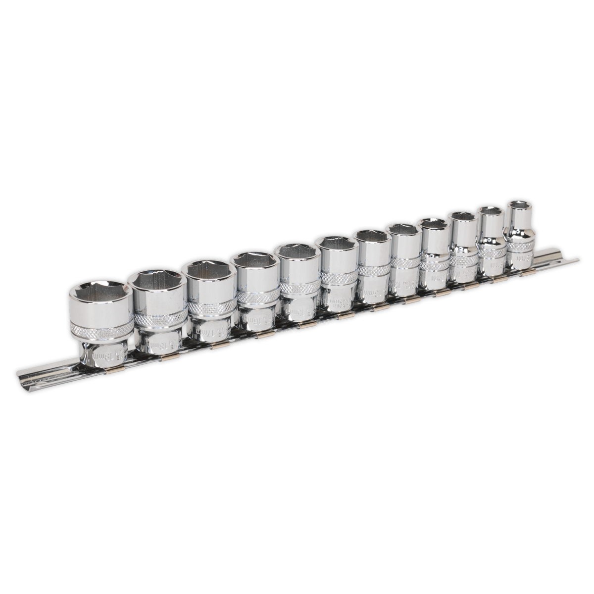 Sealey Socket Set 12 Pieces 3/8" Square Drive Lock-On 6 Point Metric AK2741