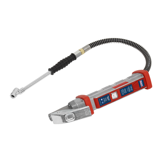 Sealey Tyre Inflator 0.5m Hose With Twin Push-On Connector 0-9.5 Bar SA371