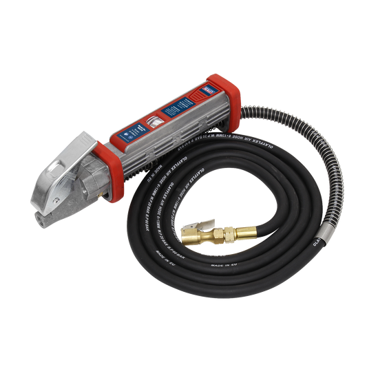 Sealey Tyre Inflator 2.7m Hose With Clip-On Connector Aluminium Body SA372
