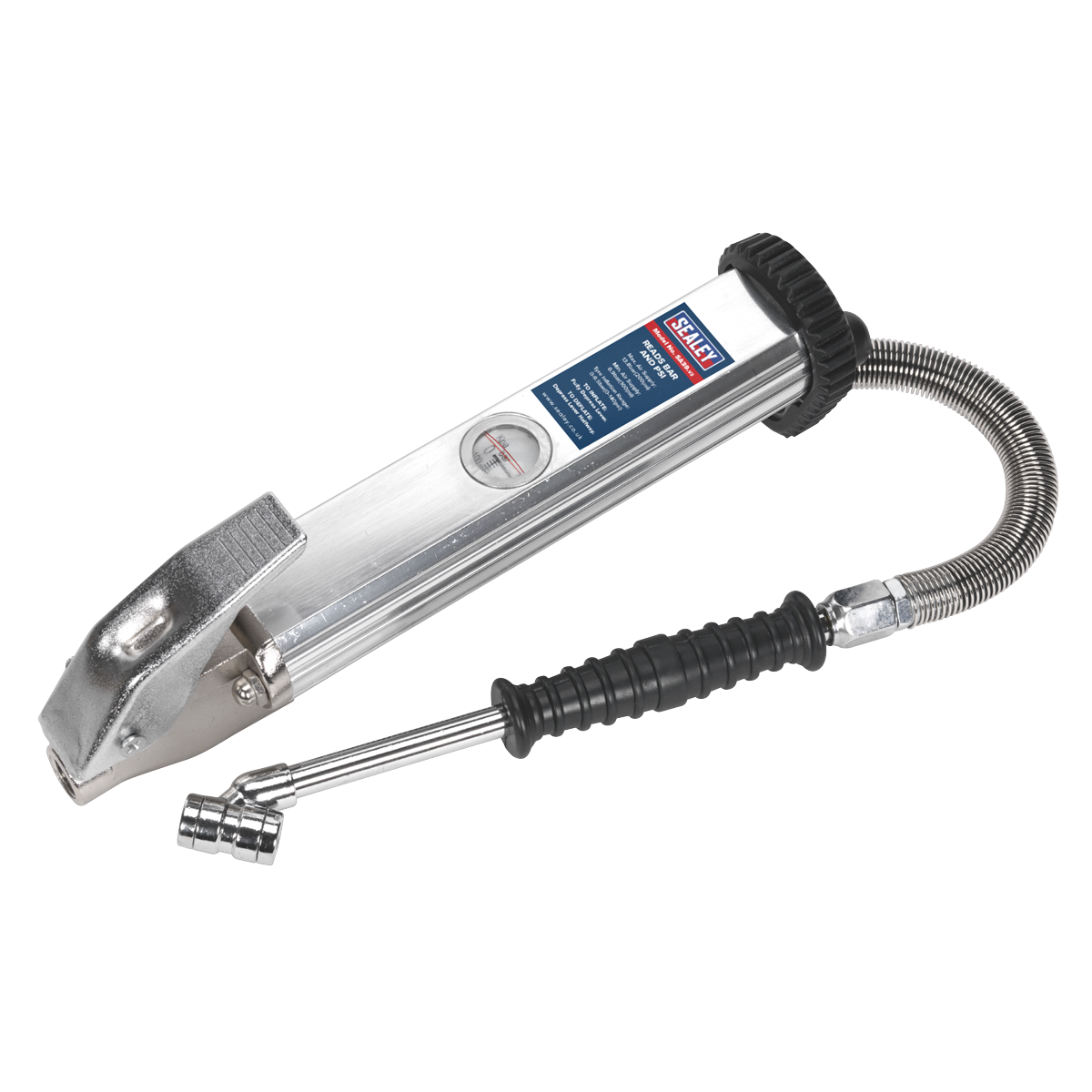 Sealey Tyre Inflator Long Type With Twin Push-On Connector 0-9.6bar SA39