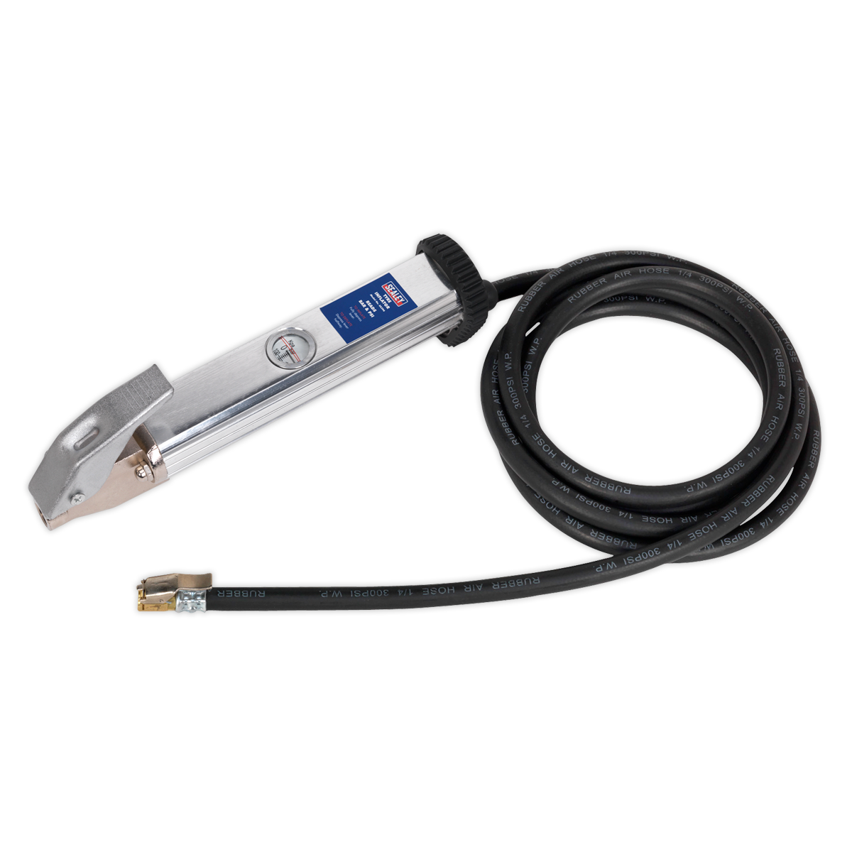 Sealey Tyre Inflator With 2.7m Hose & Clip-On Connector Zinc Head SA396