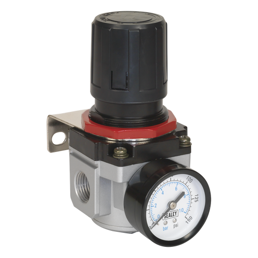Sealey Air Regulator With Locking Control Knob & Gauge - High Flow SA4001R