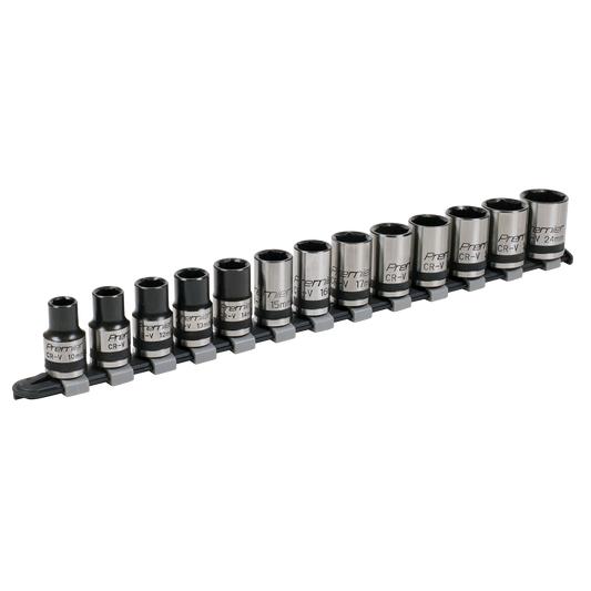 Sealey Socket Set 13 Pcs 1/2" Square Drive Lock-On 6 Point Black Series AK2742B