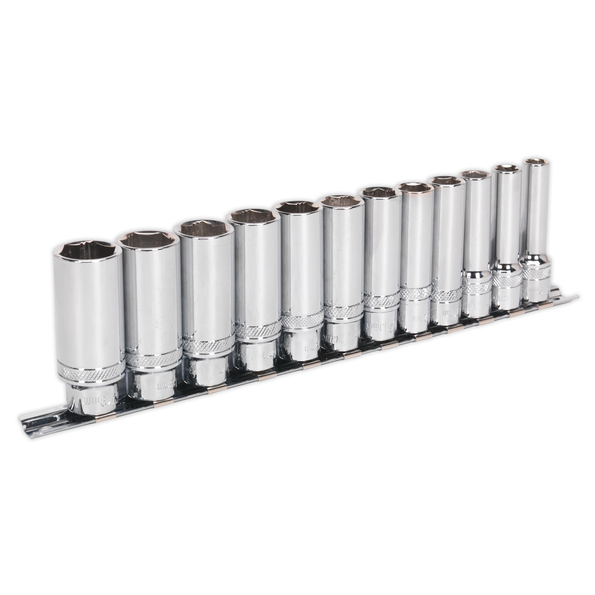 Sealey 12 Pieces 3/8" Square Drive Deep Lock-On 6 Point Metric Socket Set AK2744